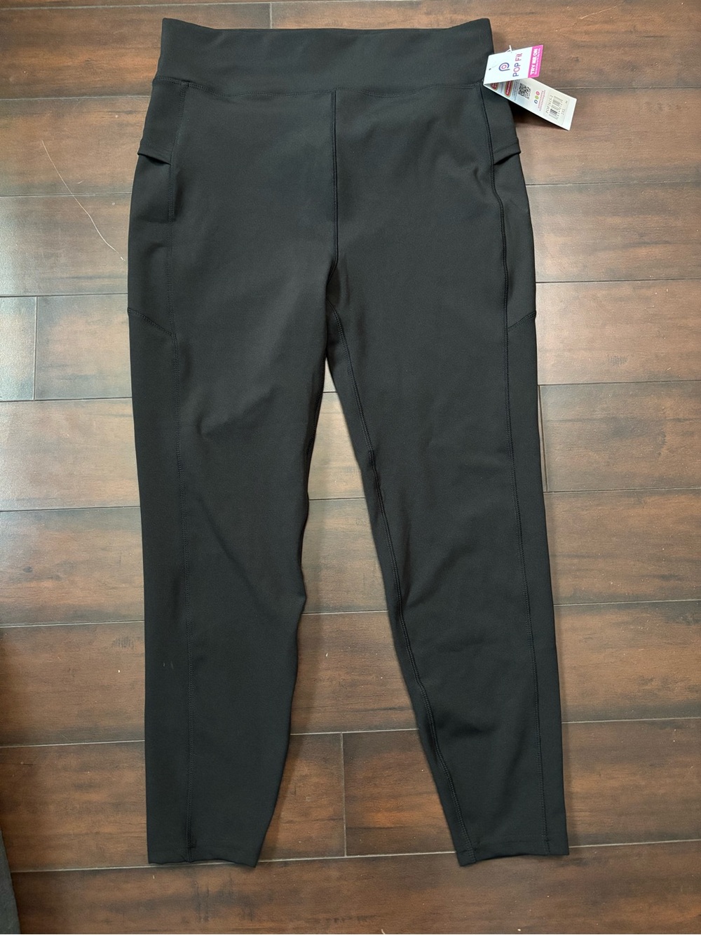 Pop fit Black High-Waist Active full length Leggings with Side Pockets 2x